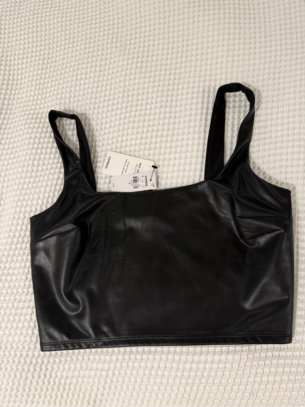 Express Black Faux Leather Crop Top